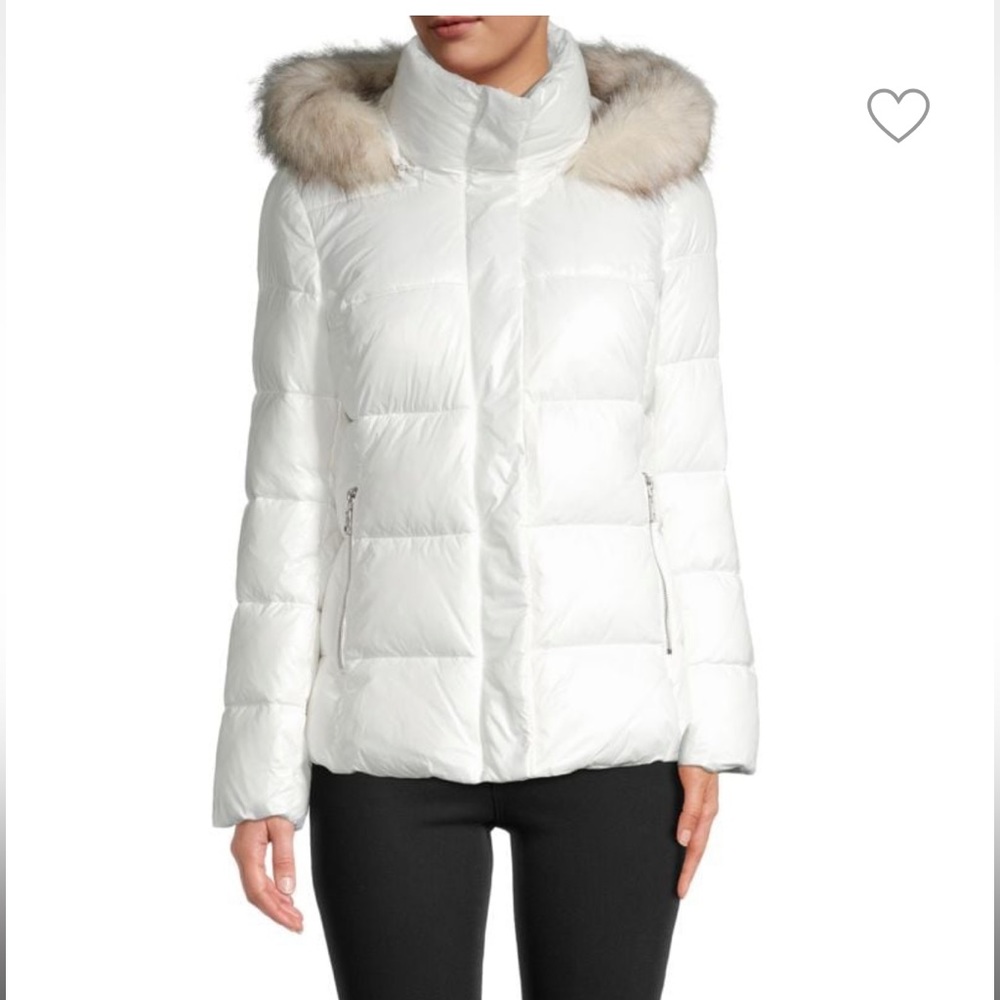 T Tahari Faux-Fur Trim Hooded Puffer Jacket